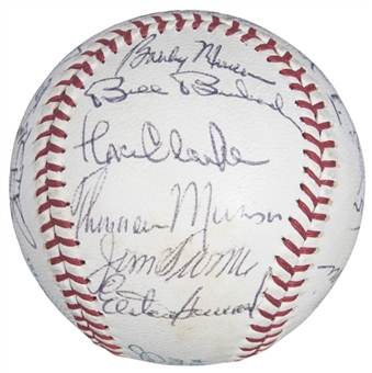 High Grade 1970 New York Yankees Team Signed OAL Cronin Baseball With 25 Signatures Including Munson, Howard, Howser & Stottlemyre (PSA/DNA NM-MT 8)